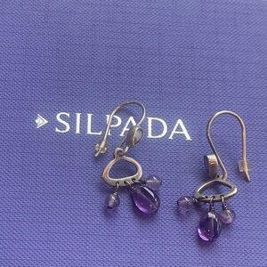 Silpada Purple beads sterling silver earrings